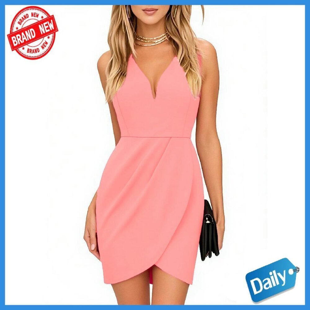 Wrap V Neck Bodycon Ruched Cocktail Dress Pencil Wedding Guest